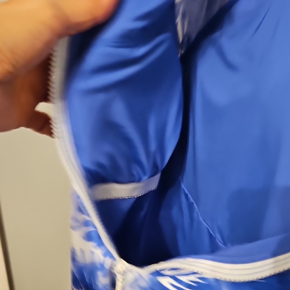 Trina Turk Blue and White Patterned Swimsuit/Rashguard - Picture 5 of 6